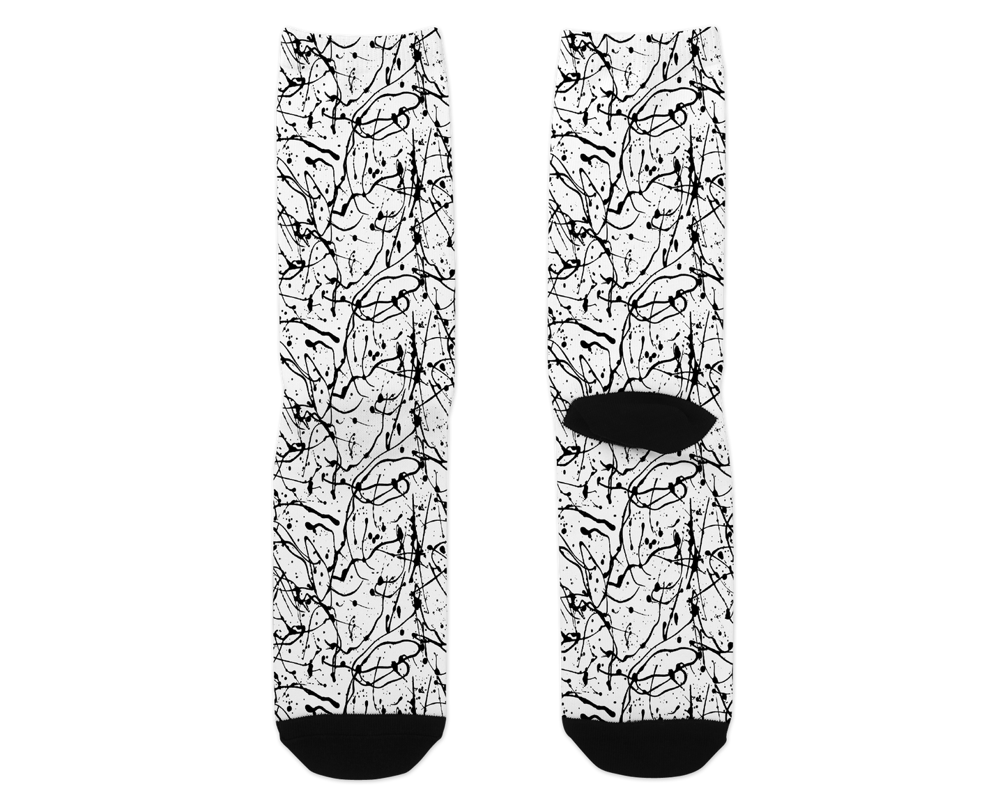 Black and White Paint Splatter Dress Socks